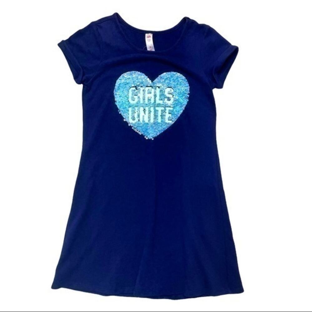 Justice T-shirt Dress Sequin Heart Girls Unite Size 12